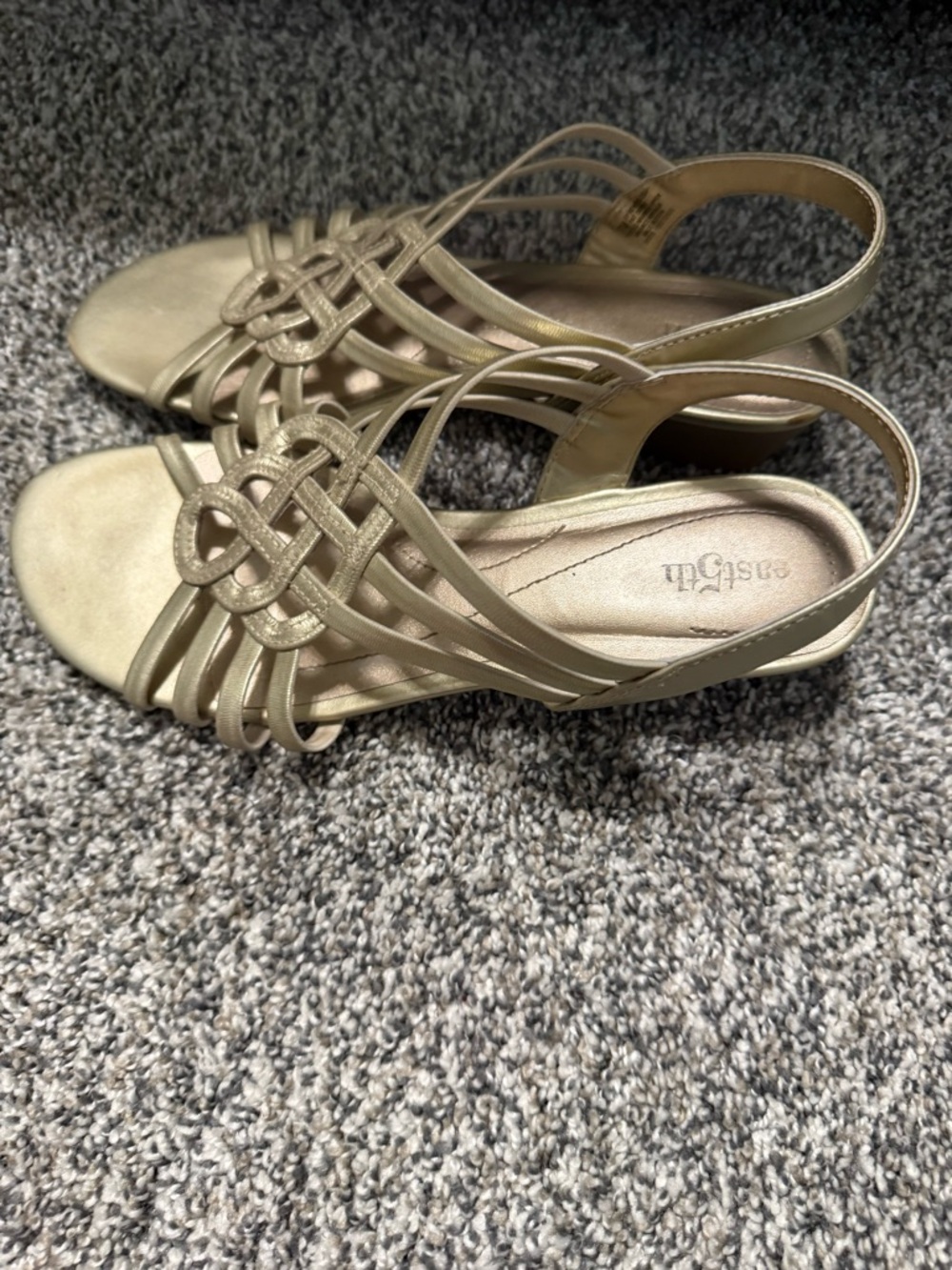 East 5th Gold Strappy Knot Slingback Heels